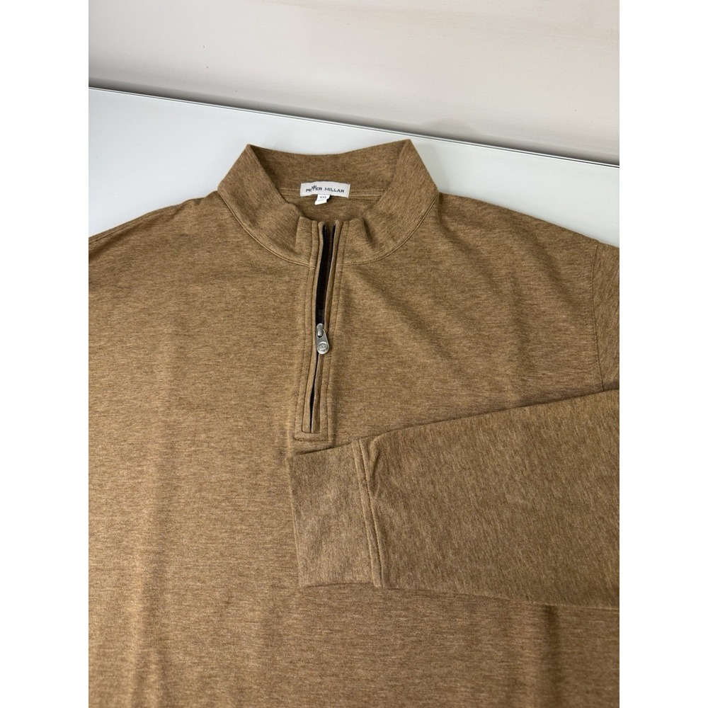Mens Peter Millar Brown 1/4 Zip Pullover Sweater Size XXL Cotton/ Modal Golf